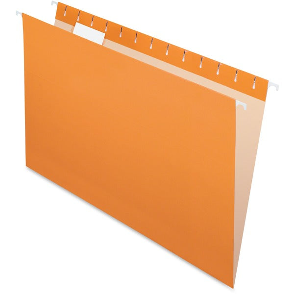 Pendaflex 1/5 Tab Cut Legal Recycled Hanging Folder - 8 1/2" (215.90 mm) x 14" (355.60 mm) - Orange - Infopocket, Durable - 10% Recycled - 25 / Box
