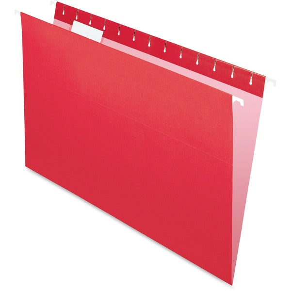 Pendaflex 1/5 Tab Cut Legal Recycled Hanging Folder - 8 1/2" (215.90 mm) x 14" (355.60 mm) - 1 Pocket(s) - Red - Durable - 10% Recycled - 25 / Box