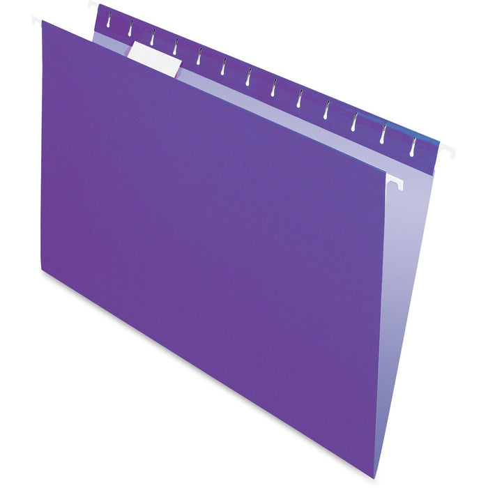 Pendaflex Essentials 1/5 Tab Cut Legal Yes Hanging Folder - 8 1/2" (215.90 mm) x 14" (355.60 mm) - Violet - Durable, Hanging Rod - 10% Recycled - 25 / Box
