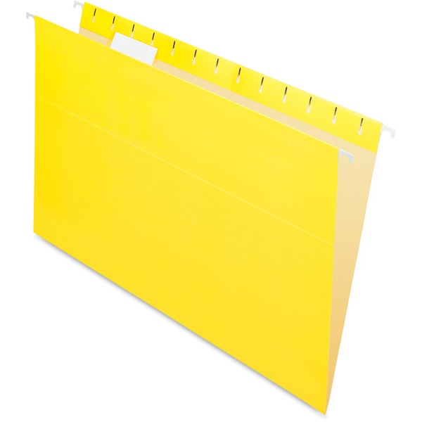 Pendaflex Essentials 1/5 Tab Cut Legal Recycled Hanging Folder - 8 1/2" (215.90 mm) x 14" (355.60 mm) - Yellow - Durable, Hanging Rod - 10% Recycled - 25 / Box