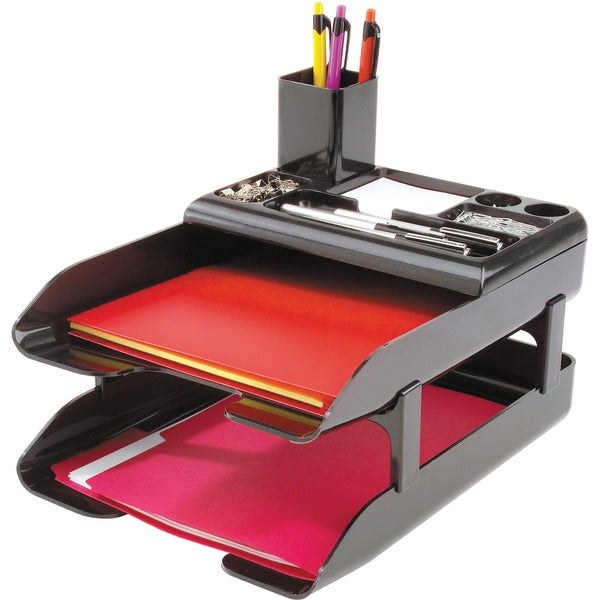 Deflecto Corporate Desk Tray Set - 2.6" (65.02 mm) Height x 10.3" (260.35 mm) Width x 8" (203.20 mm) Depth - Desktop - Black - Plastic - 5 / Set