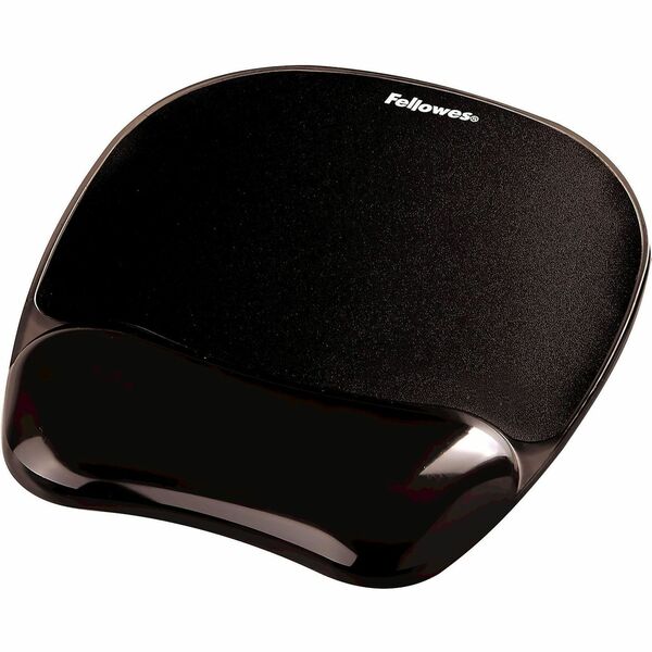 Fellowes Crystals&trade; Gel Mousepad Wrist Support Black - 0.56" (14.22 mm) Height x 7.94" (201.68 mm) Width x 9.06" (230.12 mm) Depth - Black - Gel - 1 Each