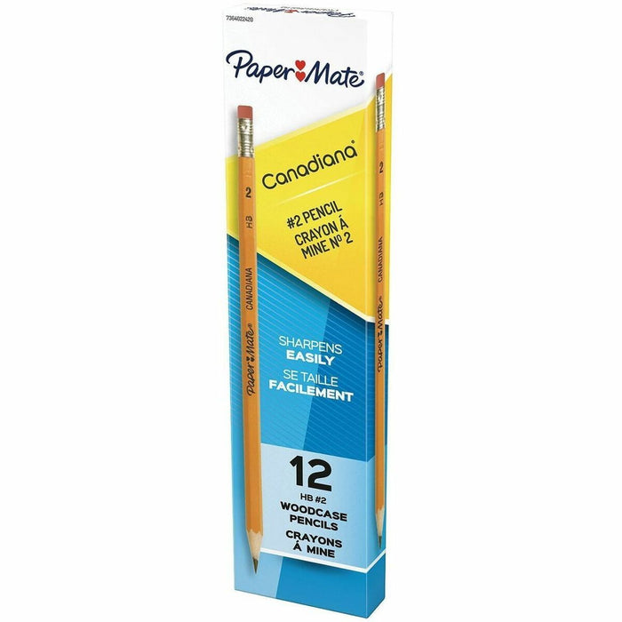 Paper Mate Canadiana Pencil - Black Lead - Yellow Barrel - 12 / Box