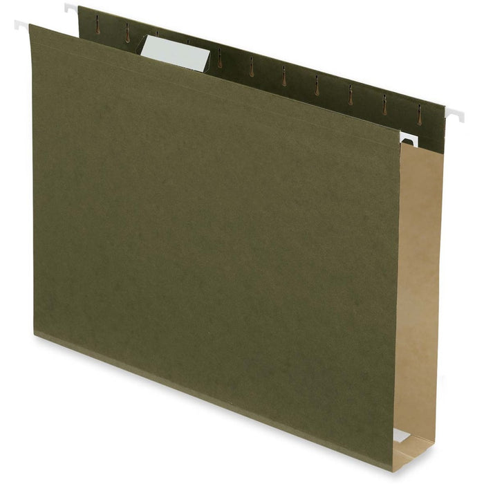 Pendaflex Letter Yes Hanging Folder - 2" (50.80 mm) Folder Capacity - 8 1/2" (215.90 mm) x 11" (279.40 mm) - Pressboard, Poly - Standard Green - Acid-free, Reinforced Bottom - 10% Recycled - 25 / Box
