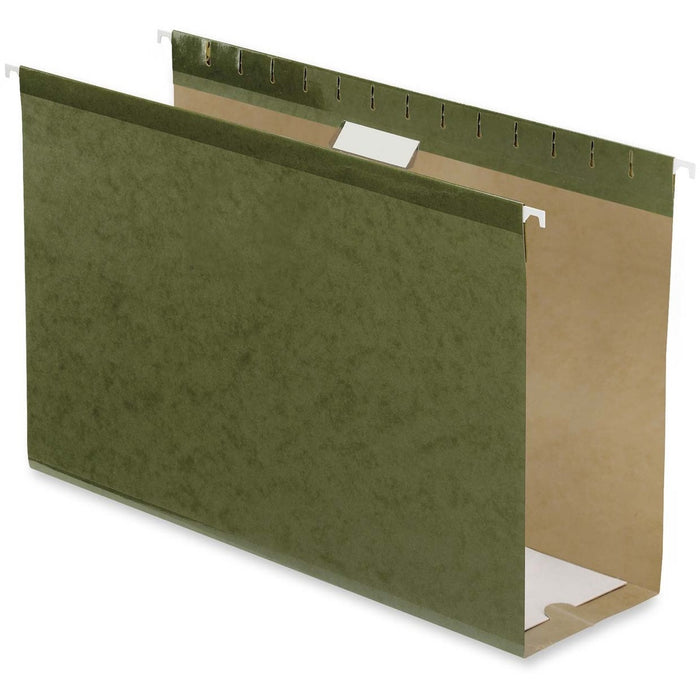 Pendaflex Legal Yes Hanging Folder - 4" (101.60 mm) Folder Capacity - 8 1/2" (215.90 mm) x 14" (355.60 mm) - Poly, Pressboard - Standard Green - Acid-free, Reinforced Bottom - 10% Recycled - 25 / Box
