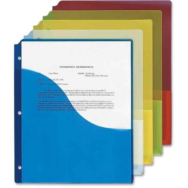 Pendaflex Wave 31820C Letter Report Cover - 8 1/2" (215.90 mm) x 11" (279.40 mm) - 3 Fastener - Polypropylene, Poly - Blueberry, Lemon, Lime, Strawberry - Tear Resistant, Water Resistant, Punched, Die-cut - 5 / Pack