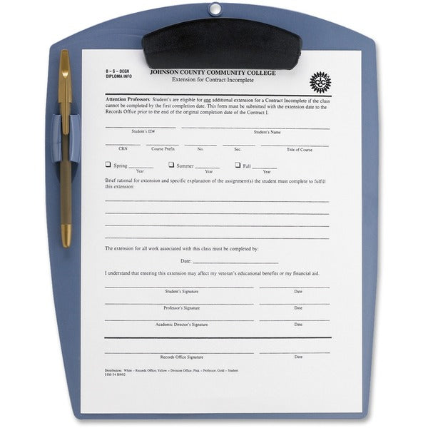 Storex Deluxe Poly Clipboard - Storage for Stationary - 10 1/4" (260.35 mm) x 12 3/4" (323.85 mm) Sheet Size - Clamp - Polypropylene - Blue - 1 / Box