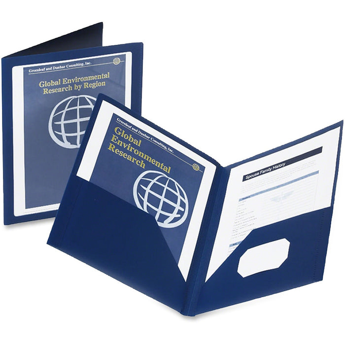 Oxford ViewFolio Letter No Pocket Folder - 8 1/2" (215.90 mm) x 11" (279.40 mm) - 100 Sheets Capacity - 2 Pocket - Blue - Water Resistant, Wear Resistant, Tear Resistant, Durable - 1 Each