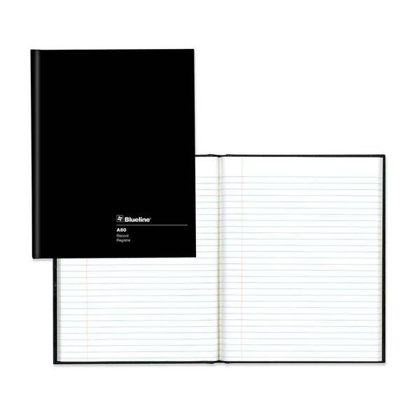 Blueline Hard Cover Composition Book - 144 Pages - Perfect Bound - Ruled Margin - 9 1/4" (234.95 mm) x 7 1/4" (184.15 mm) Sheet Size - White Paper - Black Cover - Hard Cover - Recycled - 1 Each