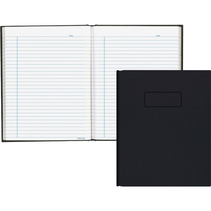 Blueline Hardbound Business Books - 96 Sheets - 192 Pages - Perfect Bound - Ruled Blue Margin - 9 1/4" (23.49 cm) x 7 1/4" (18.42 cm) Sheet Size - White Paper - Black Cover - Hard Cover, Self-adhesive, Index Sheet - Recycled - 1 Each