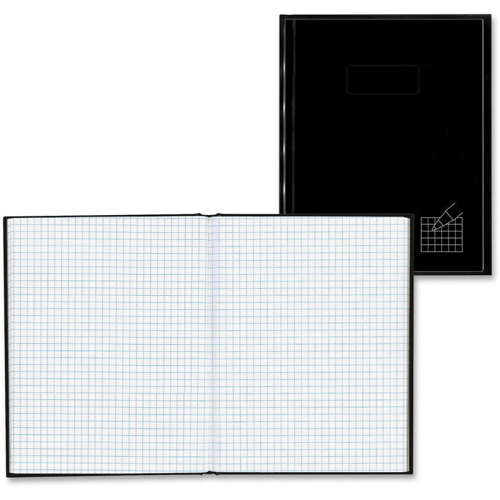 Blueline Notebook - Square A9Q - 96 Sheets - 192 Pages - Quad Ruled Front Ruling - 7 1/4" (18.42 cm) x 9 1/4" (23.49 cm) Sheet Size - 9.50" (241.30 mm) Height x 7 7/16" (18.87 cm) Width - White Paper - Black Cover - Hard Cover, Index Sheet, Self-adhesive
