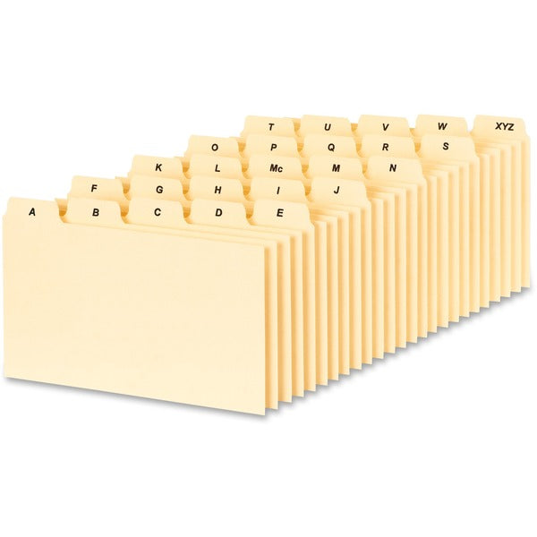 Oxford PlainTab Index Card File Guide - Printed Tab(s) - Character - A-Z - 5" (127 mm) Tab Height x 3" (76.20 mm) Tab Width - Manila Tab(s) - 10% Recycled - Reinforced - 1 / Pack