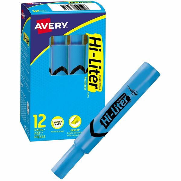 Avery&reg; Desk Style HI-LITER&reg;, Fluorescent Blue - Chisel Marker Point Style - Fluorescent Blue - 1 Each