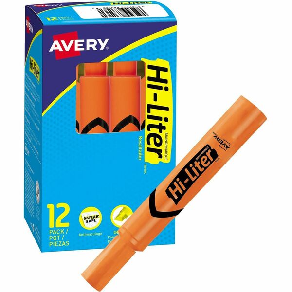 Avery&reg; Desk Style HI-LITER&reg;, Fluorescent Orange - Chisel Marker Point - Fluorescent Orange Ink - 1 Each