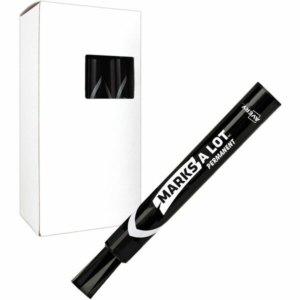 Marks-A-Lot&reg; Permanent Chisel Tip Marker, Large - Chisel Marker Point Style - Black - 1 Each