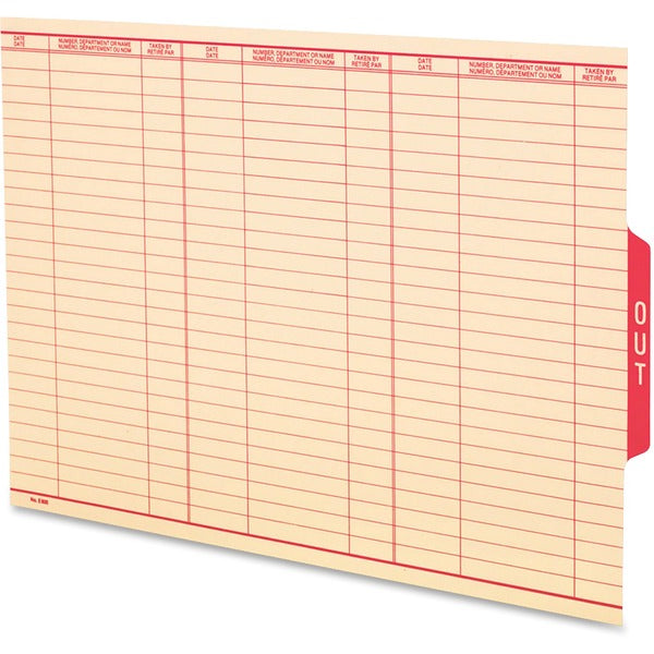 Pendaflex Oxford Shelf Out Guide - End Tab(s) - Legal - Red Tab(s) - 10% Recycled - Ruled, Printable, Double-sided - 1 Each