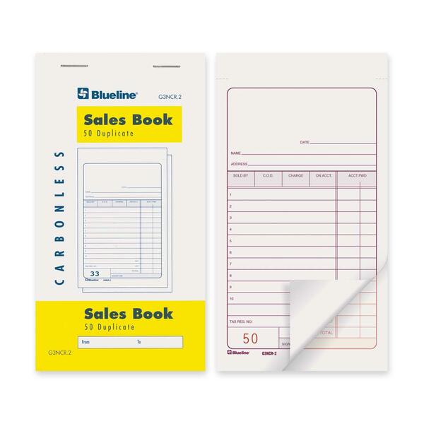 Blueline Retail Sales Order Book - 50 Sheet(s) - Gummed - 2 Part - Carbonless Copy - 3 1/2" (8.9 cm) x 6" (15.2 cm) Sheet Size - White Sheet(s) - Red, Black Print Color - 1 Each