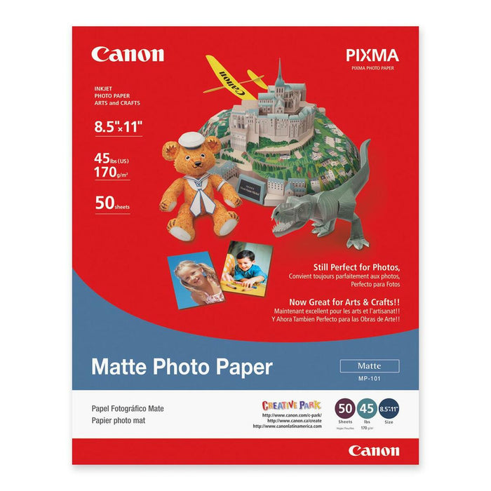 Canon Premium Photo Paper - Letter - 8 1/2" (215.90 mm) x 11" (279.40 mm) - 45 lb (20411.66 g) Basis Weight - Matte - Heavyweight - White - 50 Sheets - 50 / Pack