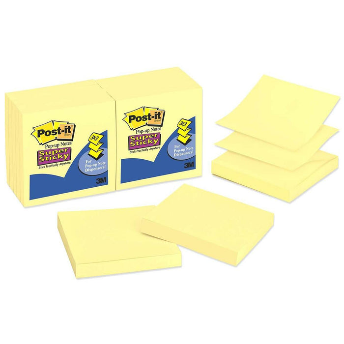 Post-it&reg; Pop-up Super Sticky Notes Refill - 3" (76.20 mm) Flag/Note Width x 3" (76.20 mm) Flag/Note Length - Square - Canary Yellow - 6 / Pack