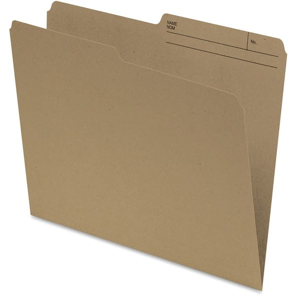 Pendaflex 1/2 Tab Cut Letter Recycled Top Tab File Folder - 8 1/2" (215.90 mm) x 11" (279.40 mm) - 10.5 pt. (3.70 mm) - Kraft - Natural - Reversible - 60% Recycled - 100 / Box