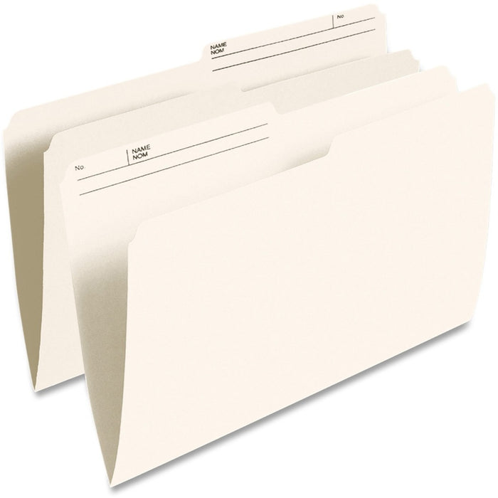 TOPS Oxford 1/2 Tab Cut Legal Yes Top Tab File Folder - 10.5 pt. (3.70 mm) - Ivory - Burst Resistance, Tear Resistant - 60% Recycled - 100 / Box