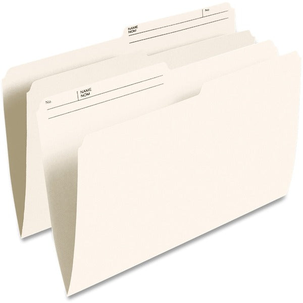TOPS Oxford 1/2 Tab Cut Legal Recycled Top Tab File Folder - 10.5 pt. (3.70 mm) - Ivory - Burst Resistance, Tear Resistant - 60% Recycled - 100 / Box