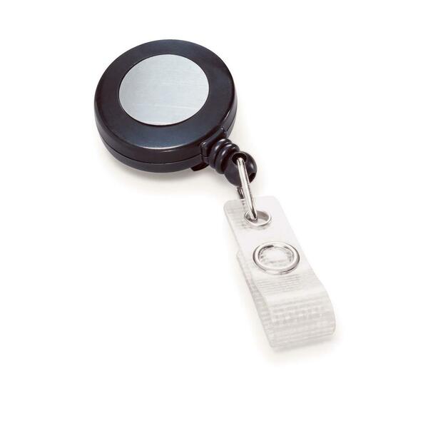 GBC Retractable ID Card Reel - Metal - Black - 25 / Box