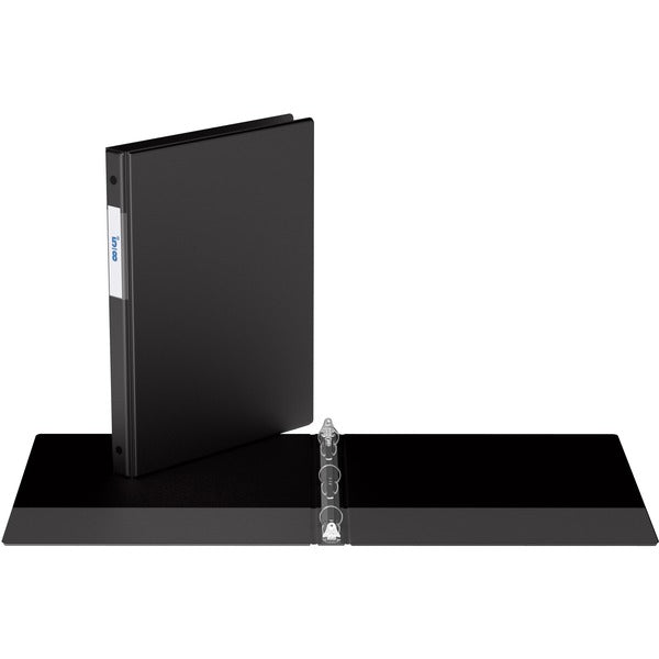 Davis Round Ring Commercial Binder - 1/2" (12.70 mm) Binder Capacity - 8 1/2" (215.90 mm) x 11" (279.40 mm) Sheet Size - Fastener(s): 3 x Round Ring - Pocket(s): 2, Inside Front & Back - Black - Recycled - 1 Each