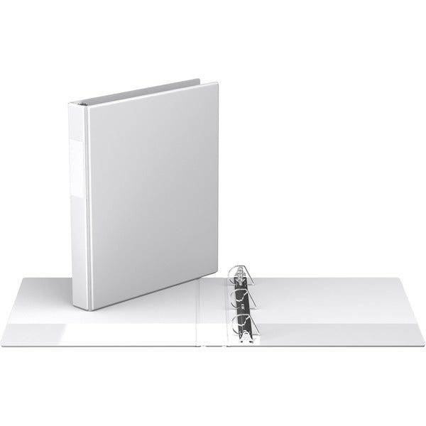 Davis D Ring Commercial Binder - 1" Binder Capacity - 8 1/2" x 11" Sheet Size - D-Ring Fastener(s) - 2 Inside Front & Back Pocket(s) - White - Recycled - 1 Each