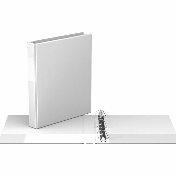 Davis Premium Economy, Angle D Ring, Binder, (White, 1") - 1" (25.40 mm) Binder Capacity - 8 1/2" (215.90 mm) x 11" (279.40 mm) Sheet Size - 225 Sheet Capacity - 3 x 1" (25.40 mm) Ring - Fastener: D-Ring - Pocket: 2, Inside Front & Back - Polypropylene -