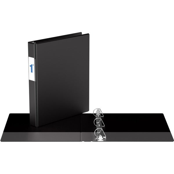 Davis D Ring Commercial Binder - 1" (25.40 mm) Binder Capacity - 8 1/2" (215.90 mm) x 11" (279.40 mm) Sheet Size - Fastener(s): D-Ring - Pocket(s): 2, Inside Front & Back - Black - Recycled - 1 Each