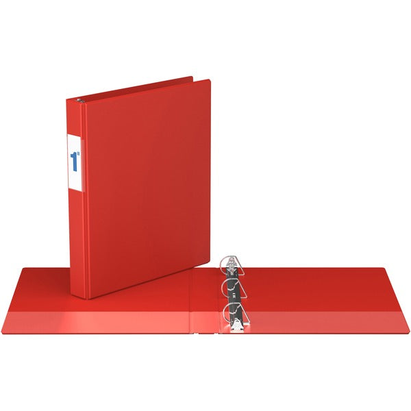 Davis D Ring Commercial Binder - 1" (25.40 mm) Binder Capacity - 8 1/2" (215.90 mm) x 11" (279.40 mm) Sheet Size - Fastener(s): D-Ring - Pocket(s): 2, Inside Front & Back - Red - Recycled - 1 Each