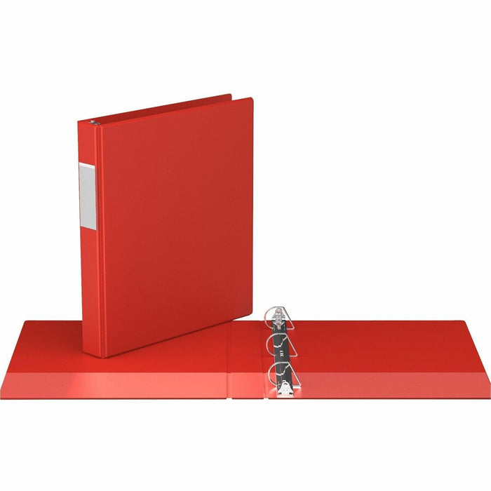 Davis Premium Economy, Angle D Ring, Binder, (Red, 1") - 1" (25.40 mm) Binder Capacity - 8 1/2" (215.90 mm) x 11" (279.40 mm) Sheet Size - 225 Sheet Capacity - 3 x 1" (25.40 mm) Ring(s) - Fastener(s): D-Ring - Pocket(s): 2, Inside Front & Back - Polypropy