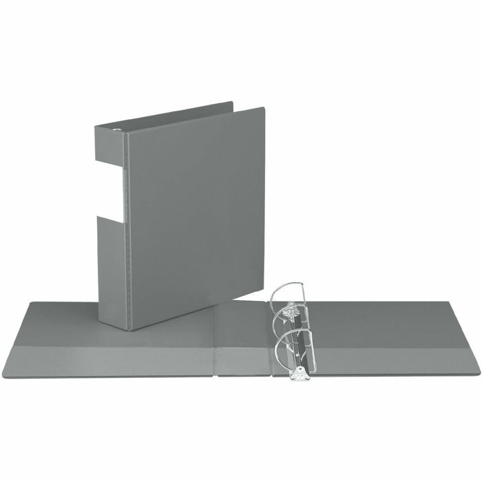 Davis Group Essential Angle D-Ring Binder - 1" (25.40 mm) Binder Capacity - 8 1/2" (215.90 mm) x 11" (279.40 mm) Sheet Size - 475 Sheet Capacity - 3 x 2" (50.80 mm) Ring - Fastener: D-Ring - Pocket: 2, Inside Front & Back - Polypropylene - Gray - No - 1 E