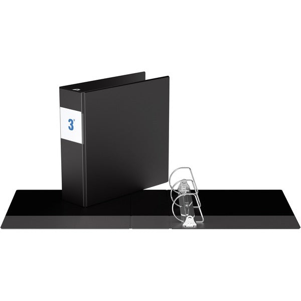 Davis Angle-D Ring Commercial Binder - 3" (76.20 mm) Binder Capacity - 8 1/2" (215.90 mm) x 11" (279.40 mm) Sheet Size - Fastener(s): D-Ring - Pocket(s): 2, Inside Front & Back - Chipboard - Black - Recycled - 1 Each