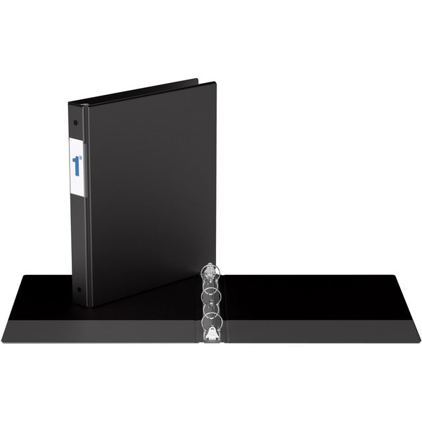 Davis Round Ring Commercial Binder - 1" (25.40 mm) Binder Capacity - 8 1/2" (215.90 mm) x 11" (279.40 mm) Sheet Size - Fastener(s): 3 x Round Ring - Pocket(s): 2, Inside Front & Back - Black - Recycled - 1 Each