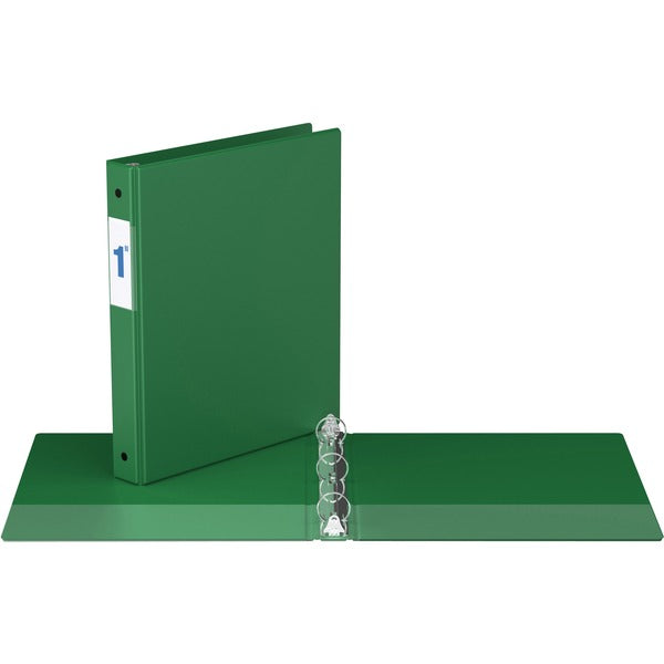 Davis Round Ring Commercial Binder - 1" (25.40 mm) Binder Capacity - 8 1/2" (215.90 mm) x 11" (279.40 mm) Sheet Size - Fastener(s): 3 x Round Ring - Pocket(s): 2, Inside Front & Back - Green - Recycled - 1 Each