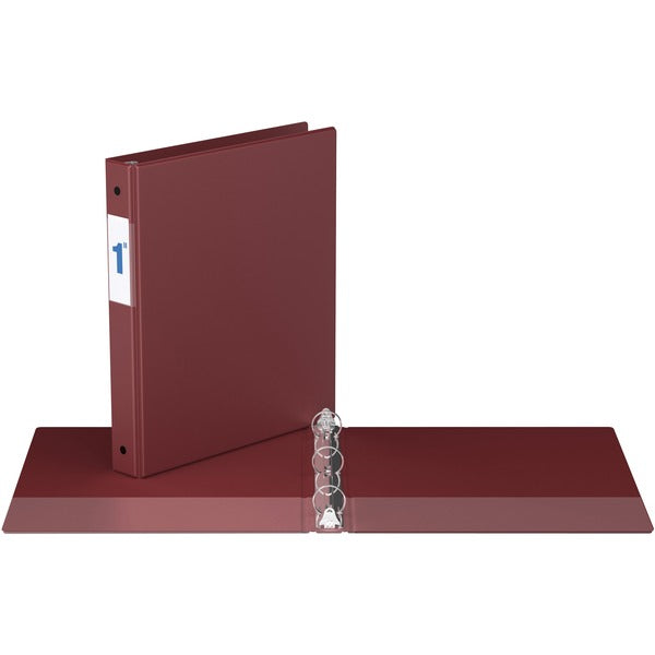 Davis Round Ring Commercial Binder - 1" (25.40 mm) Binder Capacity - 8 1/2" (215.90 mm) x 11" (279.40 mm) Sheet Size - Fastener(s): 3 x Round Ring - Pocket(s): 2, Inside Front & Back - Maroon - Recycled - 1 Each