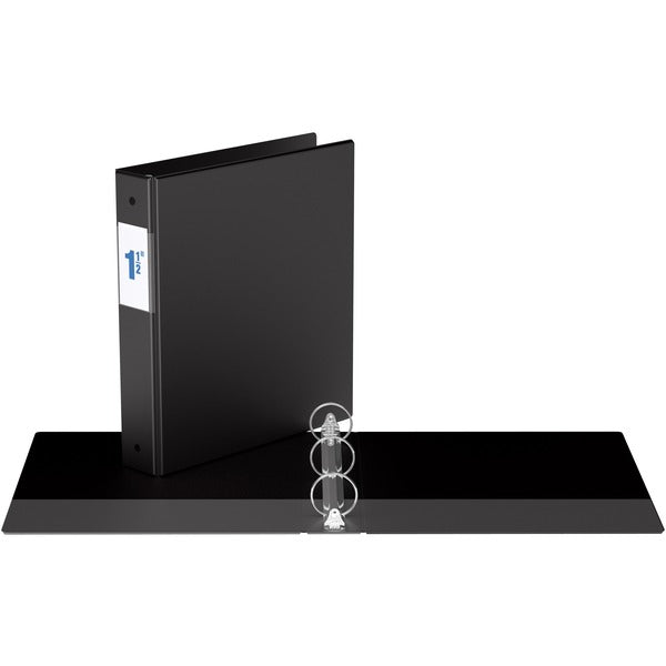 Davis Round Ring Commercial Binder - 1 1/2" (38.10 mm) Binder Capacity - 8 1/2" (215.90 mm) x 11" (279.40 mm) Sheet Size - Fastener(s): 3 x Round Ring - Pocket(s): 2, Inside Front & Back - Black - Recycled - 1 Each