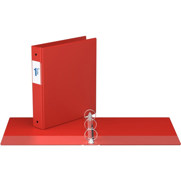 Davis Round Ring Commercial Binder - 1 1/2" (38.10 mm) Binder Capacity - 8 1/2" (215.90 mm) x 11" (279.40 mm) Sheet Size - Fastener(s): 3 x Round Ring - Pocket(s): 2, Inside Front & Back - Red - Recycled - 1 Each