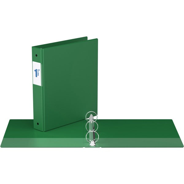 Davis Round Ring Commercial Binder - 1 1/2" (38.10 mm) Binder Capacity - 8 1/2" (215.90 mm) x 11" (279.40 mm) Sheet Size - Fastener(s): 3 x Round Ring - Pocket(s): 2, Inside Front & Back - Green - Recycled - 1 Each