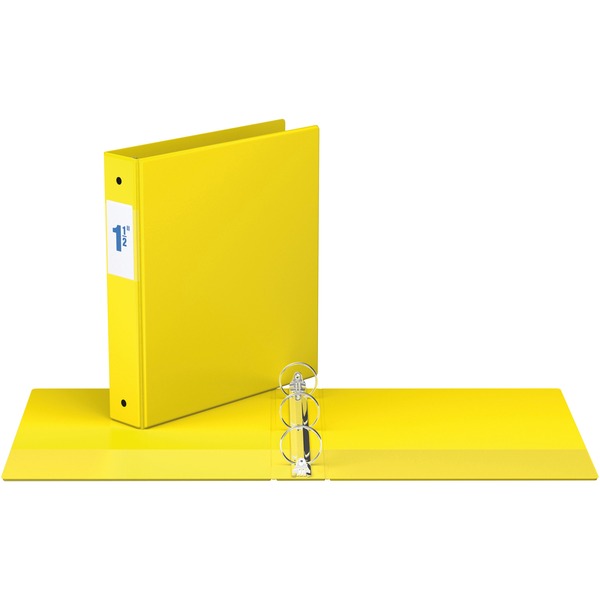Davis Round Ring Commercial Binder - 1 1/2" (38.10 mm) Binder Capacity - 8 1/2" (215.90 mm) x 11" (279.40 mm) Sheet Size - Fastener(s): 3 x Round Ring - Pocket(s): 2, Inside Front & Back - Yellow - Recycled - 1 Each