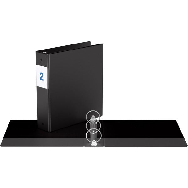 Davis Round Ring Commercial Binder - 2" (50.80 mm) Binder Capacity - 8 1/2" (215.90 mm) x 11" (279.40 mm) Sheet Size - Fastener(s): 3 x Round Ring - Pocket(s): 2, Inside Front & Back - Black - Recycled - 1 Each