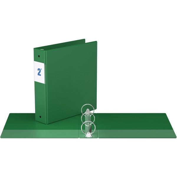 Davis Round Ring Commercial Binder - 2" (50.80 mm) Binder Capacity - 8 1/2" (215.90 mm) x 11" (279.40 mm) Sheet Size - Fastener(s): 3 x Round Ring - Pocket(s): 2, Inside Front & Back - Green - Recycled - 1 Each