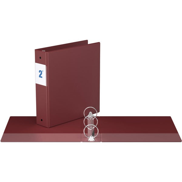 Davis Round Ring Commercial Binder - 2" (50.80 mm) Binder Capacity - 8 1/2" (215.90 mm) x 11" (279.40 mm) Sheet Size - Fastener(s): 3 x Round Ring - Pocket(s): 2, Inside Front & Back - Maroon - Recycled - 1 Each