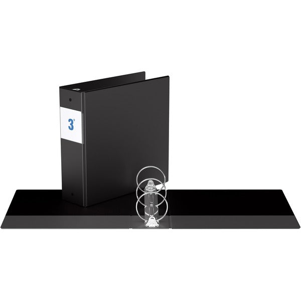 Davis Round Ring Commercial Binder - 3" (76.20 mm) Binder Capacity - 8 1/2" (215.90 mm) x 11" (279.40 mm) Sheet Size - Fastener(s): 3 x Round Ring - Pocket(s): 2, Inside Front & Back - Black - Recycled - 1 Each