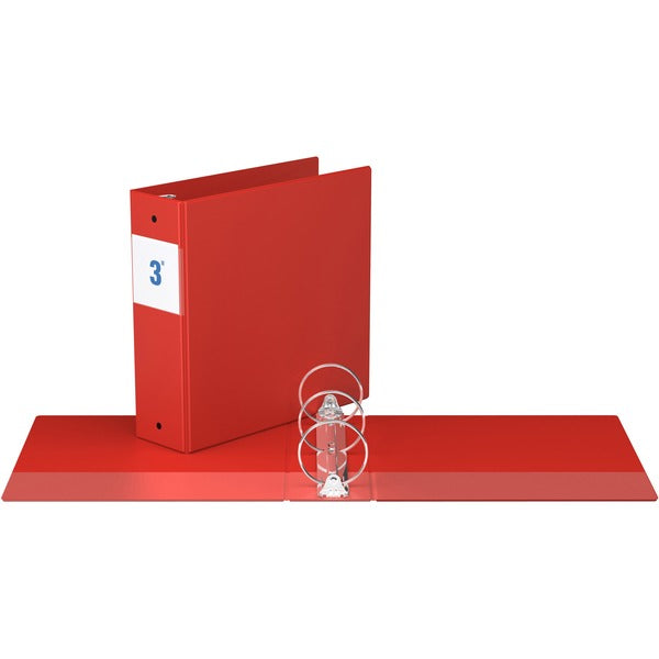 Davis Round Ring Commercial Binder - 3" (76.20 mm) Binder Capacity - 8 1/2" (215.90 mm) x 11" (279.40 mm) Sheet Size - Fastener(s): 3 x Round Ring - Pocket(s): 2, Inside Front & Back - Red - Recycled - 1 Each