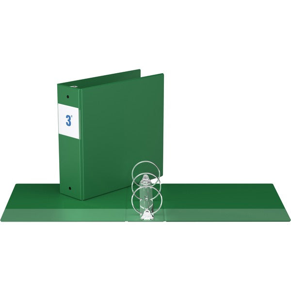 Davis Round Ring Commercial Binder - 3" (76.20 mm) Binder Capacity - 8 1/2" (215.90 mm) x 11" (279.40 mm) Sheet Size - Fastener(s): 3 x Round Ring - Pocket(s): 2, Inside Front & Back - Green - Recycled - 1 Each