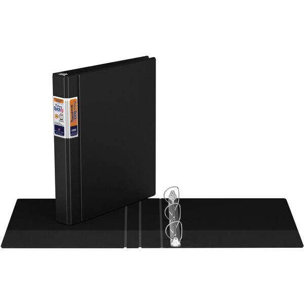 QuickFit Heavy-Duty Commercial Binder, 3-Ring D-Ring Binder, Black, 1 Inch - 1" (25.40 mm) Binder Capacity - 8 1/2" (215.90 mm) x 11" (279.40 mm) Sheet Size - 250 Sheet Capacity - 3 x 1" (25.40 mm) Ring(s) - Fastener(s): D-Ring - Pocket(s): Internal - Pol
