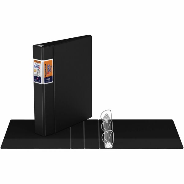 QuickFit Heavy-Duty Commercial Binder, 3-Ring D-Ring Binder, Black, 1.5 Inch - 1 1/2" (38.10 mm) Binder Capacity - 8 1/2" (215.90 mm) x 11" (279.40 mm) Sheet Size - 300 Sheet Capacity - 3 x 1.50" (38.10 mm) Ring - Fastener: D-Ring - Pocket: Internal - Pol